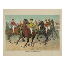 Cargar imagen en el visor de la galería, Digitally Restored and Enhanced 1893 Eager for the Race Print - Currier Ives Louis Maurer Thoroughbred Horse Racing - Gilded Age - Archival Print
