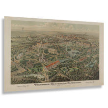 Cargar imagen en el visor de la galería, Digitally Restored and Enhanced 1896 Tennessee Centennial Exposition Print - Nashville Parthenon Birds Eye View Panorama - Gilded Age - Archival Print
