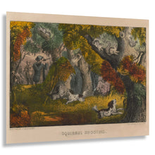 Cargar imagen en el visor de la galería, Digitally Restored and Enhanced 1852 Squirrel Shooting Print - Currier Ives Hunting Dogs Woodland Sporting Antebellum - Field Sports - Archival Print
