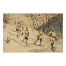 Load image into Gallery viewer, Digitally Restored and Enhanced 1886 Snow Shoeing Print - L Prang Winter Sports Gilded Age Recreation Northeastern Art - Victorian Cold - Archival Print
