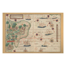 Load image into Gallery viewer, Digitally Restored and Enhanced 1519 Brazil Coast Portuguese Nautical Chart - Renaissance Sea Cartography - Brazilwood Trade and Caravel - Museum-Quality Print
