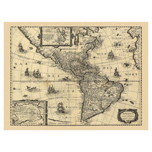 Load image into Gallery viewer, Digitally Restored and Enhanced 1618 America Newly Delineated Map Print - Hondius Dutch Golden Age New World Seven Cities - Amsterdam - Archival Print
