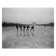 Load image into Gallery viewer, Digitally Restored and Enhanced 1923 Ice Skating Lincoln Memorial Print - Washington DC Reflecting Pool Winter Scene - National Mall - Archival Print

