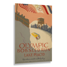 Load image into Gallery viewer, Digitally Restored and Enhanced 1936 Lake Placid Bobsled Poster Print - Adirondacks Winter Sports WPA New York - Depression Era Artwork - Archival Print
