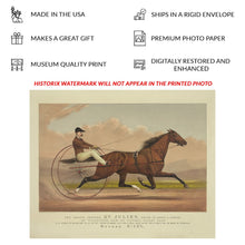 Load image into Gallery viewer, Digitally Restored and Enhanced 1880 St Julien Trotting Horse Print - Currier Ives Harness Racing Champion Equestrian - Gilded Age - Archival Print
