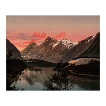 Load image into Gallery viewer, Digitally Restored and Enhanced 1890 Norway Mountain Trio Print - Romsdal Kongen Dronningen Bispen Fjord Landscape - Victorian Travel - Archival Print
