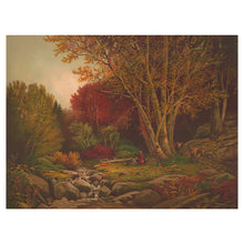 Cargar imagen en el visor de la galería, Digitally Restored and Enhanced 1875 Two Girls Two Cows by a Stream Print - Victorian Pastoral Autumn Forest Landscape - Gilded Age - Archival Print

