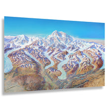 Load image into Gallery viewer, Digitally Restored and Enhanced 1994 Denali Alaska Range Panorama Map - Painted Relief Cartography - Subarctic Mountain Landscape - Interior Alaska Wilderness
