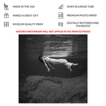 Load image into Gallery viewer, Digitally Restored and Enhanced 1947 Toni Frissell Underwater Woman Print - Florida Fashion Photography Weeki Wachee - Mid Century Art - Archival Print
