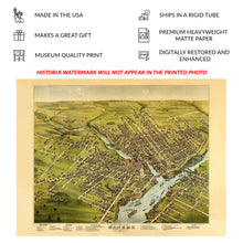 Cargar imagen en el visor de la galería, Digitally Restored and Enhanced 1875 Birds Eye View Bangor Maine Print - Koch Penobscot River Lumber Capital Port - Gilded Age - Archival Print
