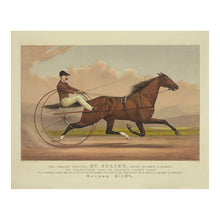 Load image into Gallery viewer, Digitally Restored and Enhanced 1880 St Julien Trotting Horse Print - Currier Ives Harness Racing Champion Equestrian - Gilded Age - Archival Print

