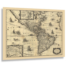 Load image into Gallery viewer, Digitally Restored and Enhanced 1618 America Newly Delineated Map Print - Hondius Dutch Golden Age New World Seven Cities - Amsterdam - Archival Print
