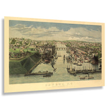 Load image into Gallery viewer, Digitally Restored and Enhanced 1855 Birds Eye View Oswego New York Print - Lake Ontario Harbor Great Lakes Port Panorama - Antebellum - Archival Print
