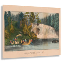 Load image into Gallery viewer, Digitally Restored and Enhanced 1856 Falls Des Chats Ottawa River Print - Currier Ives Canada Fur Trade Voyageurs - Ontario Quebec - Archival Print
