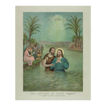 Cargar imagen en el visor de la galería, Digitally Restored and Enhanced 1893 Baptism of Jesus Christ Print - Currier Ives Biblical River Jordan Religious Art - Devotional - Archival Print
