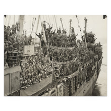 Load image into Gallery viewer, Digitally Restored and Enhanced 1945 WWII Troops Homecoming NYC Print - Victory Celebration Soldiers Returning Home - Manhattan Pier - Archival Print
