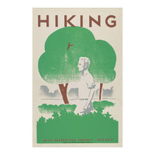 Load image into Gallery viewer, Digitally Restored and Enhanced 1939 Hiking WPA Poster Print - Illinois Parks Recreation New Deal Depression Era Art - Federal Project - Archival Print
