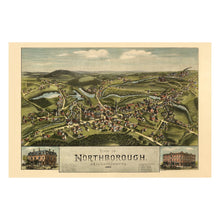 Load image into Gallery viewer, Digitally Restored and Enhanced 1887 Birds Eye View Northborough Massachusetts Print - Worcester County Orchard Farm Town - Victorian Era - Archival Print
