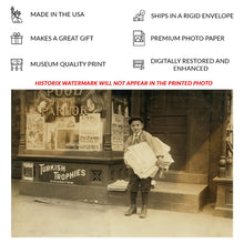 Load image into Gallery viewer, Digitally Restored and Enhanced 1912 Ten Year Old Newsie Print - Lewis Hine Washington DC Child Labor Reform Photography - Progressive Era - Archival Print
