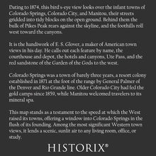 Load image into Gallery viewer, Digitally Restored and Enhanced 1874 Colorado Springs Bird's Eye View Map - Pikes Peak Western Town Cartography - Colorado City and Manitou - Archival Reproduction
