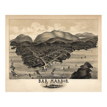 Cargar imagen en el visor de la galería, Digitally Restored and Enhanced 1886 Birds Eye View Bar Harbor Maine Print - Morris Mount Desert Island Frenchman Bay - Gilded Age - Archival Print
