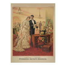 Load image into Gallery viewer, Digitally Restored and Enhanced 1882 Domestic Sewing Machine Print - Victorian Wedding Gift Advertising Gilded Age Art - Bridal Decor - Archival Print
