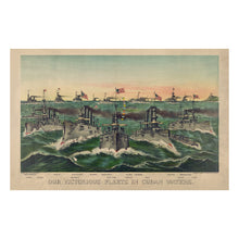 Load image into Gallery viewer, Digitally Restored and Enhanced 1898 Our Victorious Fleets in Cuban Waters Print - Currier Ives Spanish American War Navy - Santiago - Archival Print
