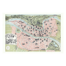 Load image into Gallery viewer, Digitally Restored and Enhanced 1894 Lyon France Monumental City Map - Belle Epoque Cartography - Rhone and Saone Confluence - Museum-Quality Print
