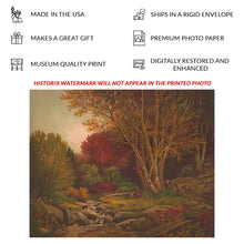 Cargar imagen en el visor de la galería, Digitally Restored and Enhanced 1875 Two Girls Two Cows by a Stream Print - Victorian Pastoral Autumn Forest Landscape - Gilded Age - Archival Print
