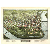 Load image into Gallery viewer, Digitally Restored and Enhanced 1877 Birds Eye View Holyoke Massachusetts Print - Bailey Connecticut River Paper City Mill - Gilded Age - Archival Print
