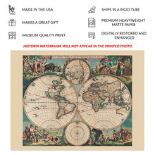 Load image into Gallery viewer, Digitally Restored and Enhanced 1670 De Wit World Map Print - Amsterdam Dutch Golden Age Double Hemisphere California Island - Baroque Era - Archival Print
