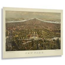 Load image into Gallery viewer, Digitally Restored and Enhanced 1873 New York Central Park Print - Manhattan Birds Eye View Schlegel Gilded Age Panorama - Olmsted - Archival Print
