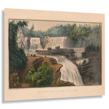 Load image into Gallery viewer, Digitally Restored and Enhanced 1856 Trenton High Falls Print - Currier Ives New York Waterfall Gorge Romantic Landscape - Antebellum - Archival Print
