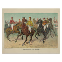 Cargar imagen en el visor de la galería, Digitally Restored and Enhanced 1893 Eager for the Race Print - Currier Ives Louis Maurer Thoroughbred Horse Racing - Gilded Age - Archival Print
