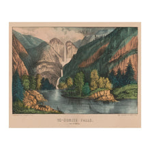 Cargar imagen en el visor de la galería, Digitally Restored and Enhanced 1856 Yosemite Falls California Print - Currier Ives Sierra Nevada Waterfall Landscape - Antebellum West - Archival Print
