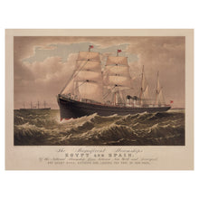Load image into Gallery viewer, Digitally Restored and Enhanced 1879 Steamships Egypt and Spain Print - Currier Ives National Line Transatlantic Ocean Liner - Parsons - Archival Print
