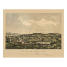 Load image into Gallery viewer, Digitally Restored and Enhanced 1859 Birds Eye View Ludlow Vermont Print - Black River Valley Railroad Mill Town Panorama - Antebellum - Archival Print
