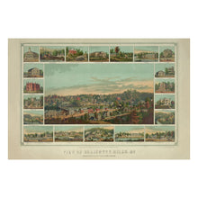 Load image into Gallery viewer, Digitally Restored and Enhanced 1854 Birds Eye View Ellicotts Mills Maryland Print - Sachse Patapsco Railroad B&amp;O Depot - Antebellum - Archival Print
