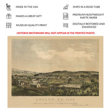Load image into Gallery viewer, Digitally Restored and Enhanced 1859 Birds Eye View Ludlow Vermont Print - Black River Valley Railroad Mill Town Panorama - Antebellum - Archival Print
