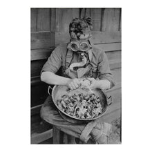 Load image into Gallery viewer, Digitally Restored and Enhanced 1917 Soldier Gas Mask Onions Print - WWI Camp Kearny Military Humor Photograph - Home Front Heritage - Archival Print
