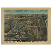 Load image into Gallery viewer, Digitally Restored and Enhanced 1878 Great Union Stock Yards Chicago Print - Rascher Meatpacking Industry Cattle Panorama - Gilded Age - Archival Print
