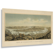 Load image into Gallery viewer, Digitally Restored and Enhanced 1874 Pittsburgh Pennsylvania Bird's Eye View Map - Three Rivers Confluence - Industrial Era Cityscape - Museum-Quality Print
