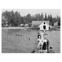Cargar imagen en el visor de la galería, Digitally Restored and Enhanced 1906 Walloon Lake Bath House Print - Michigan Resort Pier Summer Vacation Edwardian - Great Lakes Era - Archival Print
