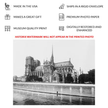 Load image into Gallery viewer, Digitally Restored and Enhanced 1916 Notre Dame Cathedral Paris Print - France Gothic Architecture Seine River WWI Era - Old World - Archival Print
