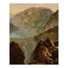 Load image into Gallery viewer, Digitally Restored and Enhanced 1890 Geiranger Fjord Norway Print - Scandinavian Landscape Merok Mountain Vista - Grand Tour Europe - Archival Print
