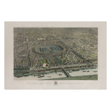 Cargar imagen en el visor de la galería, Digitally Restored and Enhanced 1867 Birds Eye View Paris France Print - Exposition Universelle Champ de Mars Napoleon III - Second Empire - Archival Print
