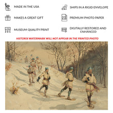 Load image into Gallery viewer, Digitally Restored and Enhanced 1886 Snow Shoeing Print - L Prang Winter Sports Gilded Age Recreation Northeastern Art - Victorian Cold - Archival Print
