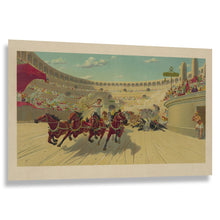 Load image into Gallery viewer, Digitally Restored and Enhanced 1880 Ben Hur Chariot Race Print - Gilded Age Literary Art Roman Antiquity Circus - Victorian Drama - Archival Print
