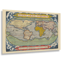 Cargar imagen en el visor de la galería, Digitally Restored and Enhanced 1572 World Map Terrestrial Globe - Renaissance Era - Sixteenth Century Chart Art - Global Continents Ocean Routes
