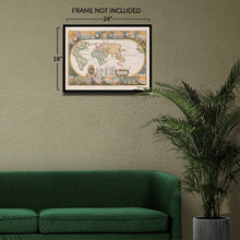 Load image into Gallery viewer, Digitally Restored and Enhanced 1681 Moxon Map of the Earth Print - Biblical World Map Garden of Eden Creation Panels Noah - Stuart Era - Archival Print
